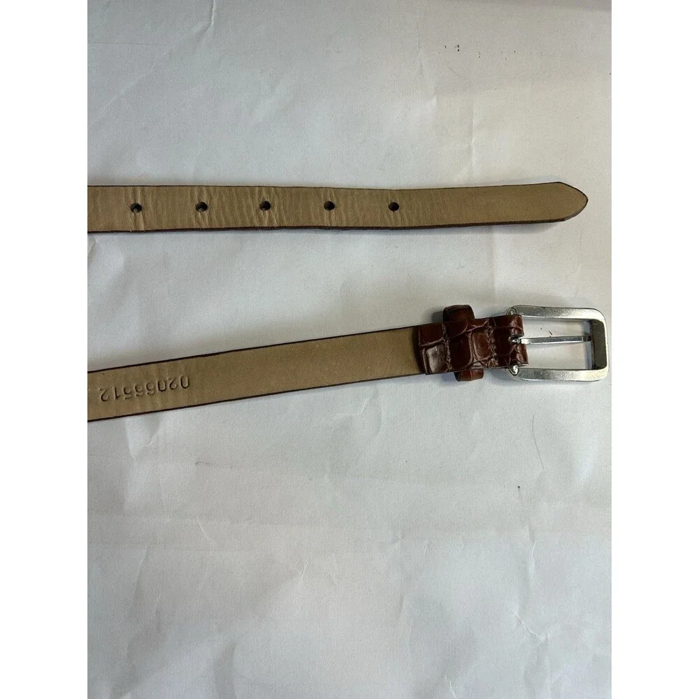 Talbots Brown Crocodile Style Embossed Belt with Silver Buckle. Size M